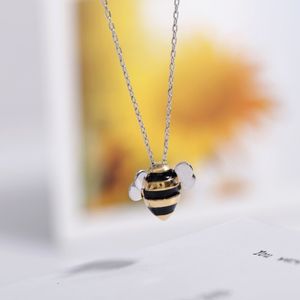 Koreański Cute Bee Clavicle łańcuch 925 Sterling Srebrny Temperament Osobowość Moda Kobiet Biżuteria Naszyjnik