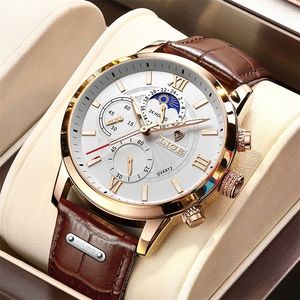LIGE Men Watches 2022 Fashion Leather Waterproof Luminous Top Brand Luxury s Quartz Wristwatch Relogio Masculino+box 220225