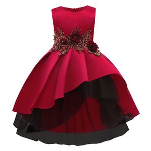 ドレス卸売ヨーロッパとアメリカのゴージャスな春秋の秋の子供の服刺繍王女スカートピアノのパフォーマンスフィッシュテール