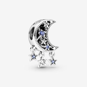 Star & Crescent Moon Charms Fit Original European Charm Bracelet Fashion Women Wedding Engagement 925 Sterling Silver Jewelry Accessories