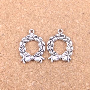 57pcs Antique Silver Bronze Plated olive wreath Charms Pendant DIY Necklace Bracelet Bangle Findings 25*19mm