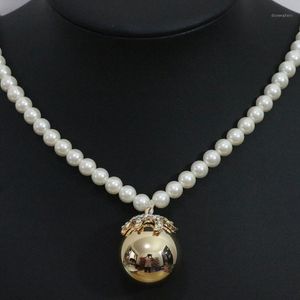 Wholesale 30mm chain for sale - Group buy Fashion Gold color Silver color mm Ball Pendant Necklace White Simulated pearl Shell mm Beads Sweater Clothes Jewelry B1425 Chains