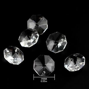 2000 / veel 14mm Clear Crystal Octagon Beads 1 Hole voor Kroonluchter Onderdelen DIY Gordijn Accessoires