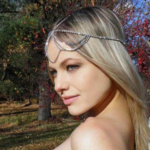 Bohemiska bröllopsvattenborrbit med panna kedja kvinnors fest smycken fairy hår tillbehör guld huvudbonklämmor