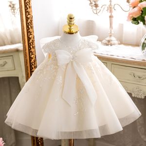 New Summer Teenagers Girl Party Dresses White Flowers Bow Princess Dress Wedding Piano Perform Formal Clothes 1581 B3