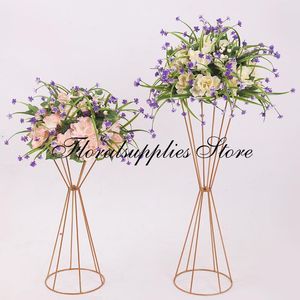 Decoração de festa 10 pçs/lote suporte de flor de ouro 50/70 cm altura metal estrada chumbo vasos de centro de mesa de casamento para eventos casa