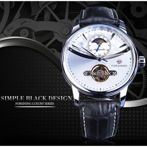 Forsining Automatic Self Wind Men Dress Watch Sun Moon Phase Tourbillon Waterproof Male Leather Wrist Watches New fashion products in Europe and America