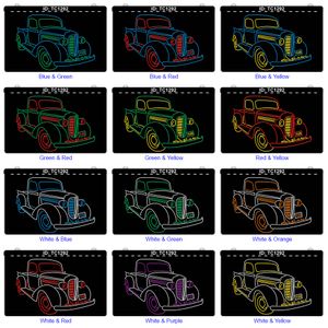 TC1292 Classic Car Pick Up Auto Light Sign Dual Color Grawerowanie 3D