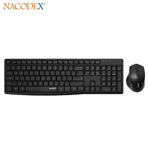 AJAZZ NACODEX A2030W Teclado Sem Fio Água e Mouse Ergonomia 2.4G Combos Mudo Home / Escritório