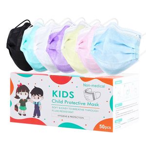 Kids Disposable Face Masks Pink Blue 3 layers Breathable Protective Mask DHL Free Delivery