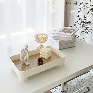 Kök förvaringsorganisation Desktop Tray Nordic Plastic Square Smycken Trays Table Meal Snack Plate Sundries Stand Organizer