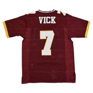 Custom 7# Mike Vick Maroon High School Football Jersey Embroidery Ed Red Any Name Number Size S-4xl Jerseys Top Quality