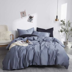 絹のような柔らかい純粋なエジプトの綿実の色のカラー寝具セット家族サイズの布団カバーセットベッドシートピローケースツインキングサイズ210721