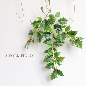 Alta qualità 3 Forks PU Holly Artificiale Berry Berry Frutta Pianta Frutta Artificiale Fiori di seta Frutti per la decorazione domestica di nozze di Natale