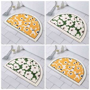 Semi-Circular Bathroom Mat Plush Soft Bath Rug Non Slip Bathroom Carpet Absorpt Bath Room Rug Ins Doormat Alfombra De Bano 211109