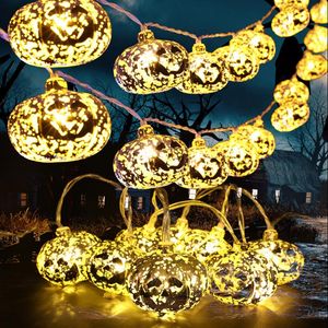 Lanterne a LED di Halloween alimentate a batteria con luci a corda impermeabili per zucca per decorazioni per feste per il cortile del giardino domestico 2021ing