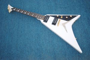 Beyaz Vücut Elektro Gitar Gülağacı Klavye, Siyah Pickguard ve Altın Donanımlı, Özelleştirilmiş Hizmetler Sağlayın