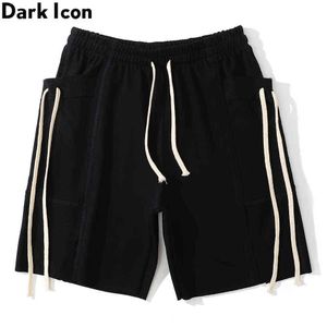 Side Big Pocket with String Men's Shorts Elastic Waist Plain Shorts Men High Street Shorts Man 210603