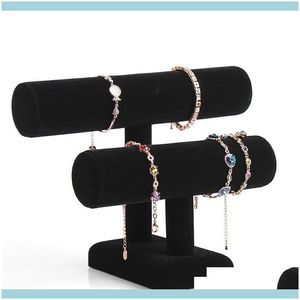 Banner Stand Jewelry Stand Packaging a 2 strati VEET Bracciale Collana Display Porta di orologi per orologio T-bar Multi-stile Opzionale consegna di caduta WFXXF