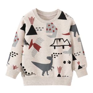 Jumping Meters Baumwolle Kinder Sweatshirts mit Tierdruck Jungen Mädchen Sport Top Dinosaurier Baby Kleidung Pullover 210529