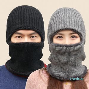 Beanies 2021 Coral Fleece Winter Hat Men's Scarf Warm Breathable Wool Knitted For Women Double Layers Protection Cap