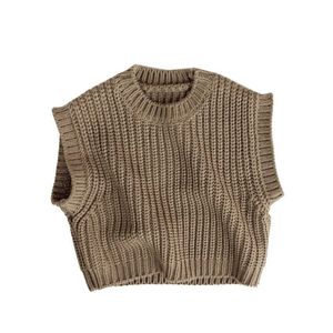 Koreanska Barnens tjocka Woolen Vest Pullover Sweater Boys and Girls Ärmlös P4779 211201