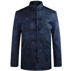 Mäns Jackor Vår Höst Män Jacka Långärmad Top Coat Chinese Style Fathers Tang Suit Male Casual Hanfu Vintage Plus Size M-3XL