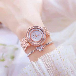 우아한 시계 여성 유명 브랜드 드레스 로즈 골드 숙녀 시계 다이아몬드 여성 손목 시계 몬트르 Femme 210527