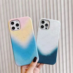 Lüks gradyan telefon kılıfları iphone 11pro 11 12 pro x xs max xr 8 7 artı deri cilt kılıfı 8 artı 7plus xsmax vogue