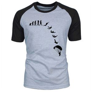 ファッション男性TシャツGoスカイダイビング進化ブランド服カジュアル面白いプリントストリートウェアラグラン半袖Tシャツ210629