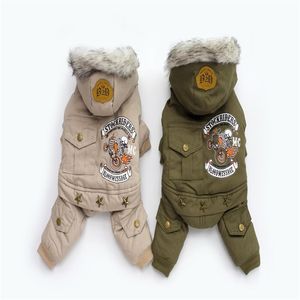 Tjocklek Hooded Driver Style Pet Dogs Fyra ben Bomull Vinterrock Fri frakt av CPAM Warm Small Puppy Dogs Kläder 211013