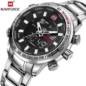 Naviforceメンズクォーツアナログ腕時計2021ファッションスポーツ腕時計防水ステンレス男性腕時計Relogio Masculino