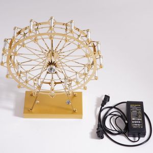 Creative Rotatable Ferris Wheel Table Lamp Golden Copper Body Cool Warm White Spark Light Beads for Bedroom Bedside Night Lights R365