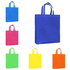 パーティートートバッグの再利用可能な非編まれたショッピングトートハンドルDiyの装飾ハンドバッグマルチカラーギフトパッケージ