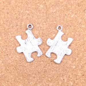 100st Antik Silver Bronze Plated Jigsaw Pussel Charm Pendant DIY Halsband Armband Bangle Fynd 21 * 18mm