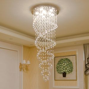 Modern LED Crystal Chandeliers Light Fixture for Staircase Stair Lights Luxury Hotel Villa Vanity Bedroom Hanging Lamp