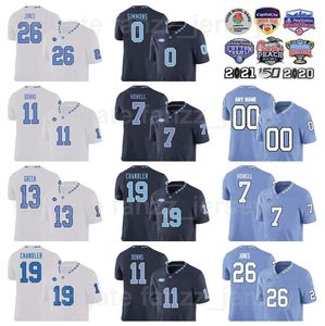 NCAA College Football North Carolina Tar Heels Jersey 7 Sam Howell 19 Ty Chandler 26 DJ Jones 11 Josh Downs 3 Antoine Green 0 Emery Simmons Universität Marine Blue White