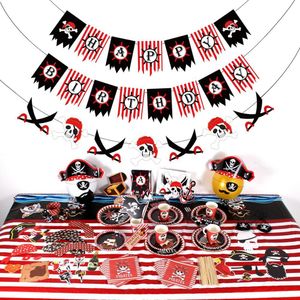 バナーフラッグスパーティーサプライ品海賊テーマロードマップサービス誕生日の装飾キッズフェアリー記事Cervettesペーパーテーブルデコレーション0730