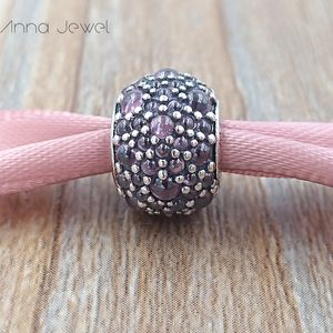 ジュエリーセットのためのDIYの魅力キット用品ハニーマックルチャームPandora Sterling Silverブレスレット女性バングルチェーンクリスタルビーズペンダントネックレス791842Enmx