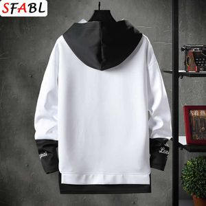 SFABL Cool Patchwork Sweatshirt Men Hip Hop Hoodies Long Sleeve Pullover Male Contrast Color Streetwear Hoodies Men Brand Tops Y0804