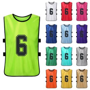 6PCS bag Adults Quick Drying Basketball Football Jerseys Soccer Vest Pinnies Practice Team Training Sports Vest Team