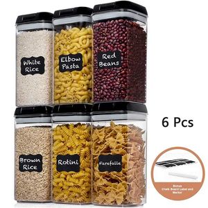 Girtight Food Storage Container 6шт набор, пластиковый пищевой контейнер для кухни Multigrain герметичная банка для хранения, банки для насыпных зерновых 211110