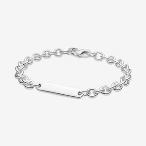 100% 925 Sterling Silver Engravable Bar Link Bracelet Fashion Women Wedding Engagement Jewelry Accessories Valentine's Day Gift