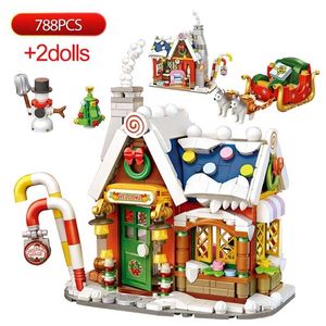 LOZ Merry Christmas House Tree Santa Claus Snowman Sleigh D Model DIY Mini Blokken Bricks Building Toy for Children Blocks