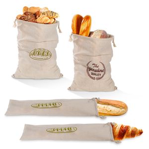 Drawstring Bread Bag - Reusable Baguette Bag for Artisan Bread, Environmentally Friendly Produce Storage Bag