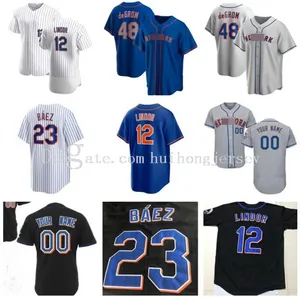 Javier Baez Jerseys Francisco Lindor Pete Alonso Jacob DeGrom Brandon Nimmo Jeff McNeil Mike Piazza Michael Conforto Marcus Stroman David Wright Baseball koszulki