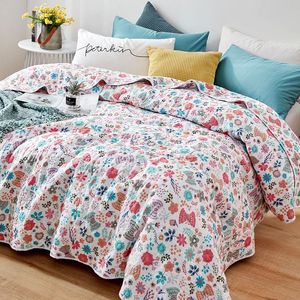 Comforters & Sets Floral Printed Cotton Quilted Bedspread Patchwork Coverlet Summer Quilt Blanket Bed Cover Winter Sheet 150*200cm (No Pillo