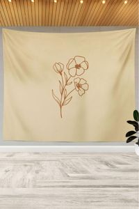 Tapestries Brown Floral Pattern On A Beige Bakground Decorative Wall Cover Tapestry