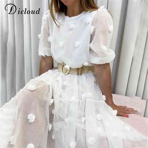 Dicloud boho branco longo dres verão elegante festa de casamento praia midi roupas senhoras fada maternidade vestido 210719