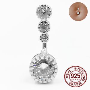 925 Sterling Prata Umbigo Piercing Cúbico Zircão Moda Bell Botão Anel Corpo Para Wmen Jewelry